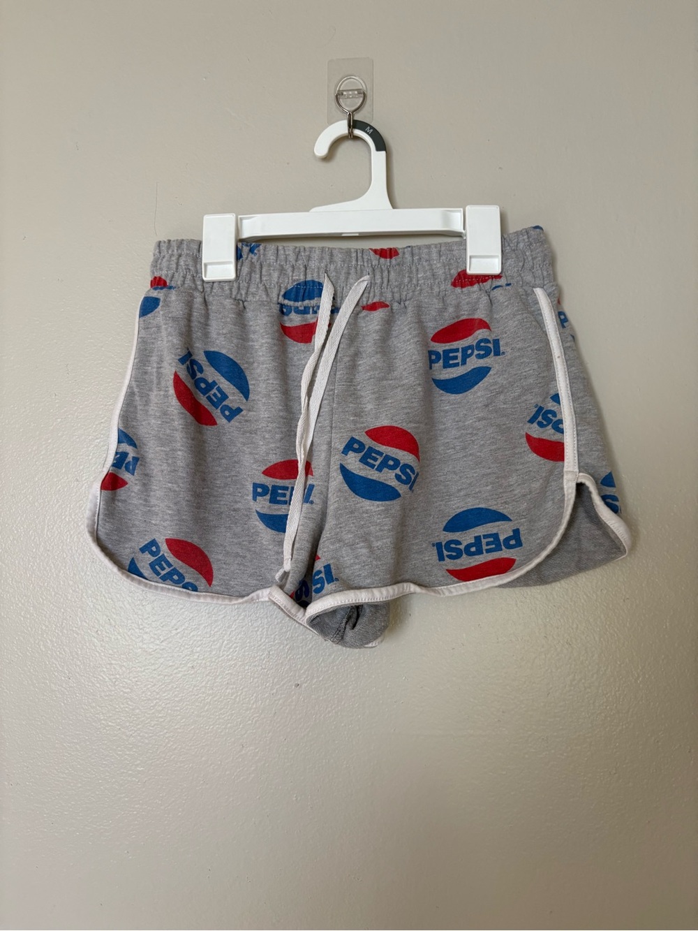 Pepsi Gray Athletic Lounge Shorts with Red & Blue Logo Print